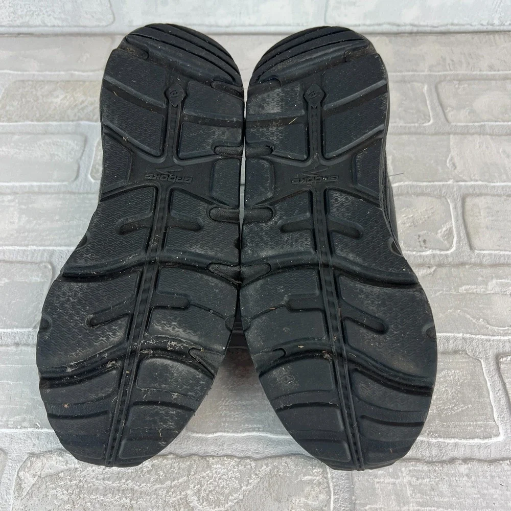 Brooks Addiction Walker Shoes Womens 9.5 Black Leather Lace Up Comfort Casual